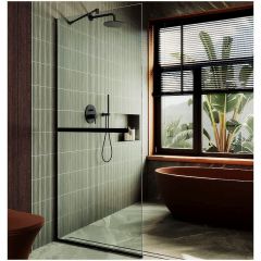 Душевая перегородка в профиле Maybahglass (Майбахгласс) 1950х690 мм, стекло 8 мм Бесцветное, полотенцедержатель MGD-720-6у