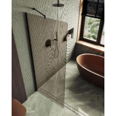 Душевая перегородка Maybahglass (Майбахгласс) в широком профиле 1950х690 мм, Стекло 8 мм Бронза MGD-702-6ш