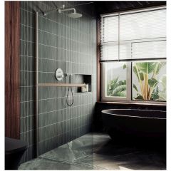 Душевая перегородка в профиле Maybahglass (Майбахгласс) 1950х990 мм, стекло 8 мм Бесцветное, полотенцедержатель MGD-1418-5ш