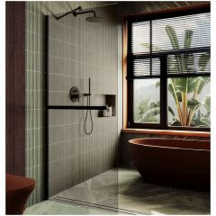 Душевая перегородка в профиле Maybahglass (Майбахгласс) 1950х990 мм, стекло 8 мм Бронза, полотенцедержатель MGD-1459-6ш