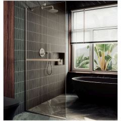 Душевая перегородка в профиле Maybahglass (Майбахгласс) 1950х990 мм, стекло 8 мм Бронза, полотенцедержатель MGD-1459-5у