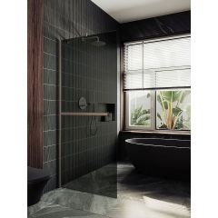 Душевая перегородка в профиле Maybahglass (Майбахгласс) 1950х990 мм, стекло 8 мм Графит, полотенцедержатель MGD-1461-2ш