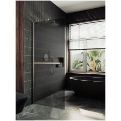 Душевая перегородка в профиле Maybahglass (Майбахгласс) 1950х990 мм, стекло 8 мм Графит матовый, полотенцедержатель MGD-1462-5ш