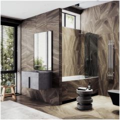 Шторка для ванны в профиле Maybahglass (Майбахгласс) 1400х340 мм, стекло 6 мм Графит MGV-128-4у