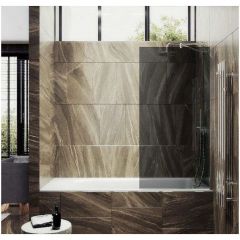 Шторка для ванны в профиле Maybahglass (Майбахгласс) 1400х300 мм, стекло 8 мм Графит MGV-252-4ш