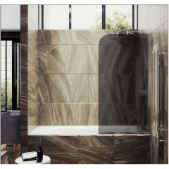 Шторка для ванны в профиле Maybahglass (Майбахгласс) 1400х300 мм, стекло 8 мм Графит матовый MGV-251-4у