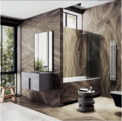 Шторка для ванны в профиле Maybahglass (Майбахгласс) 1400х400 мм, стекло 8 мм Графит матовый MGV-84-4ш