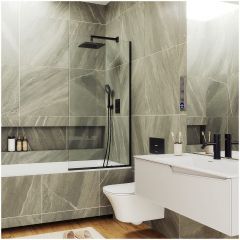 Шторка для ванны в профиле Maybahglass (Майбахгласс) 1400х600 мм, стекло 8 мм Бесцветное MGV-59-6у