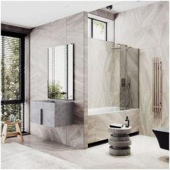 Шторка для ванны в профиле Maybahglass (Майбахгласс) 1400х600 мм, стекло 8 мм Бронза MGV-68-2ш