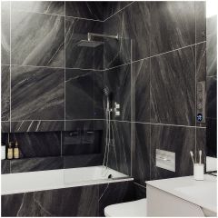 Шторка для ванны в профиле Maybahglass (Майбахгласс) 1400х800 мм, стекло 8 мм Бесцветное MGV-64-4у