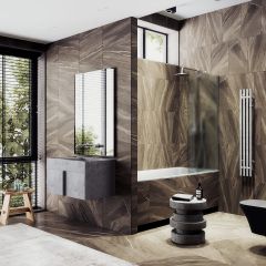 Шторка для ванны в профиле Maybahglass (Майбахгласс) 1400х800 мм, стекло 8 мм Сатин MGV-94-4ш