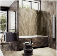 Шторка для ванны в профиле Maybahglass (Майбахгласс) 1400х900 мм, стекло 8 мм Бронза матовая MGV-77-4ш