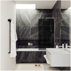 Шторка для ванны в профиле Maybahglass (Майбахгласс) 1400х900 мм, стекло 8 мм Графит MGV-83-4у