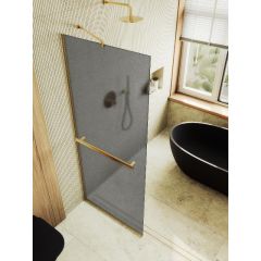 Душевая перегородка Maybahglass (Майбахгласс) в узком профиле 1950х690 мм, Стекло 8 мм Графит матовый +Полотенцедержатель MGD-724-3у