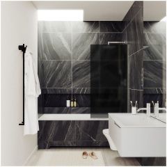 Шторка для ванны в профиле Maybahglass (Майбахгласс) 1400х900 мм, стекло 8 мм Графит матовый MGV-89-4у