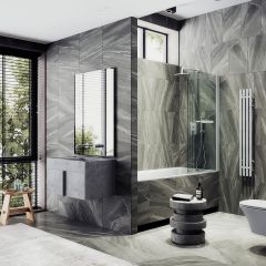 Шторка для ванны поворотная на монопетле Maybahglass (Майбахгласс) 1400х600 мм, стекло 6 мм Бесцветное, полотенцедержатель MGV-776-1