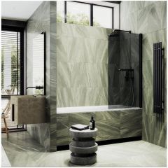 Шторка для ванны поворотная на монопетле Maybahglass (Майбахгласс) 1400х600 мм, стекло 6 мм Графит, полотенцедержатель MGV-779-6