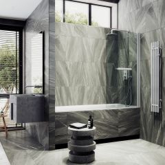 Шторка для ванны поворотная на монопетле Maybahglass (Майбахгласс) 1400х800 мм, стекло 6 мм Бесцветное, полотенцедержатель MGV-788-5