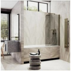 Шторка для ванны поворотная на монопетле Maybahglass (Майбахгласс) 1400х800 мм, стекло 6 мм Бронза, полотенцедержатель MGV-789-2