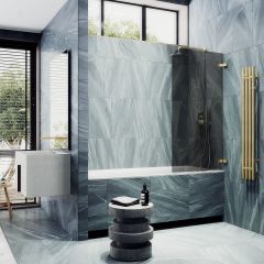 Шторка для ванны поворотная на петлях Maybahglass (Майбахгласс) 1400х405 мм, стекло 6 мм Графит MGV-650-3