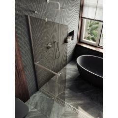 Душевая перегородка Maybahglass (Майбахгласс) в широком профиле 1950х690 мм, Стекло 8 мм Бронза +Полотенцедержатель MGD-721-5ш