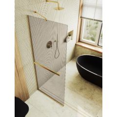 Душевая перегородка Maybahglass (Майбахгласс) в узком профиле 1950х1090 мм, Стекло 8 мм Бронза +Полотенцедержатель MGD-709-3у