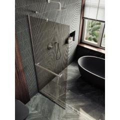 Душевая перегородка Maybahglass (Майбахгласс) в узком профиле 1950х1090 мм, Стекло 8 мм Бронза +Полотенцедержатель MGD-709-5у