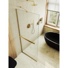 Душевая перегородка Maybahglass (Майбахгласс) в узком профиле 1950х1090 мм, Стекло 8 мм Сатин +Полотенцедержатель MGD-713-3у