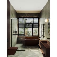 Душевая перегородка Maybahglass (Майбахгласс) в узком профиле 1950х1090 мм, Стекло 8 мм Сатин +Полотенцедержатель MGD-713-6у