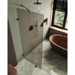 Душевая перегородка Maybahglass (Майбахгласс) коннектор стена-стекло 1950х790 мм, Стекло 8 мм Бронза матовая MGD-265-6