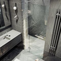 Душевая дверь Maybahglass (Майбахгласс) с добором на петлях 1950х900 мм, Стекло 8 мм Бесцветное MGD-488-4