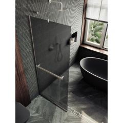 Душевая перегородка Maybahglass (Майбахгласс) в узком профиле 1950х790 мм, Стекло 8 мм Графит матовый +Полотенцедержатель MGD-730-5у
