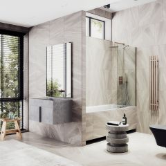 Шторка для ванны Maybahglass (Майбахгласс) в широком профиле 1400х700 мм, стекло Бесцветное , профиль Бронза MGV-63-2ш