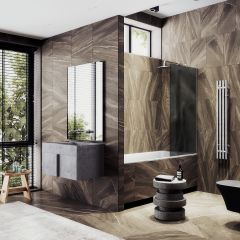 Шторка для ванны Maybahglass (Майбахгласс) в широком профиле 1400х800 мм, стекло Графит матовый , профиль Хром матовый MGV-88-5ш