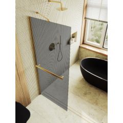 Душевая перегородка Maybahglass (Майбахгласс) в широком профиле 1950х790 мм, Стекло 8 мм Графит +Полотенцедержатель MGD-729-3ш