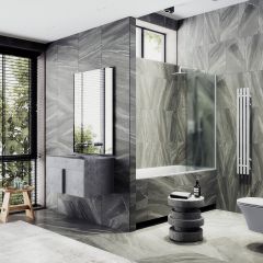 Шторка для ванны Maybahglass (Майбахгласс) в широком профиле 1400х900 мм, стекло Сатин , профиль Белый MGV-95-1ш