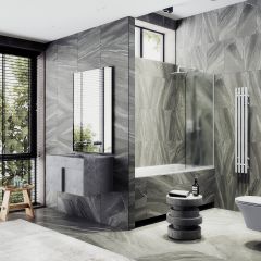 Шторка для ванны в узком профиле Maybahglass (Майбахгласс) 1400х340 мм, стекло Сатин , профиль Белый MGV-130-1у