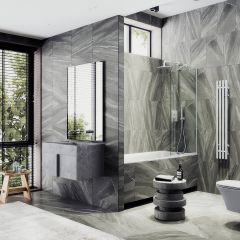 Шторка для ванны в узком профиле Maybahglass (Майбахгласс) 1400х440 мм, стекло Бесцветное , профиль Белый MGV-126-1у