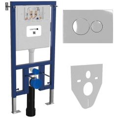 Инсталляция для подвесного унитаза Creto (Крето) Premium 2.0 INST-CR-2.0 с круглыми кнопками смыва, хром глянцевый