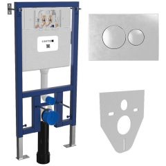 Инсталляция для подвесного унитаза Creto (Крето) Premium 2.0 INST-CR-2.0 с круглыми кнопками смыва, хром матовый