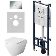 Инсталляция Am.Pm с унитазом MasterFit Spirit V2.0, глянцевый хром, с сиденьем, с подвесом, IS100151.701700