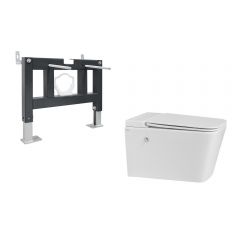 Комплект Abber (Аббер) подвесной унитаз Rechteck AC1202P белый с импульсным смывом с инсталляцией AC0101P