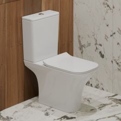 Унитаз-компакт EvaGold T2335, безободковый круговой смыв, сиденье тонкое ДП, крепления, арматура, горизонтальный выпуск EG040064
