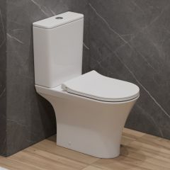 Унитаз-компакт EvaGold T2334, безободковый круговой смыв, сиденье тонкое ДП, крепления, арматура, горизонтальный выпуск EG040063