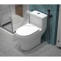 Унитаз-моноблок EvaGold T1017, сиденье тонкое ДП, арматура (с гофрой и подводкой) EG050029 белый