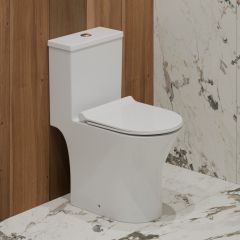 Унитаз-моноблок EvaGold TR1197 безободковый, сиденье тонкое ДП, арматура (с гофрой и подводкой) EG050034 белый