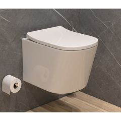 Унитаз подвесной EvaGold K50 безободковый, сиденье тонкое ДП, крепления EG070032 белый