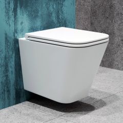 Унитаз подвесной EvaGold K402 безободковый, сиденье тонкое ДП, крепления EG070041 белый