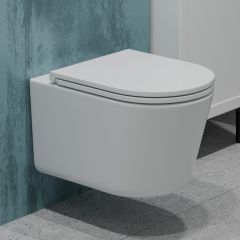 Унитаз подвесной EvaGold K707T с круговым смывом безободковый, сиденье тонкое ДП, крепления EG070007 белый