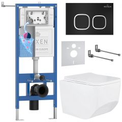 Комплект 6 в 1 RoxenBath (РоксенБаз) StounFix Dual Fresh 545698 система инсталляции для унитазов 710200 + кнопка для инсталляции Santi 410280B +подвесной унитаз 530145-01